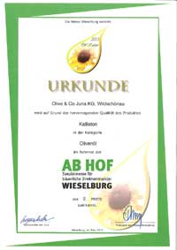 The Best of Bio Award given to Authentikon organic olive oil