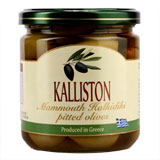 a jar of pitted green Chalkidi olives